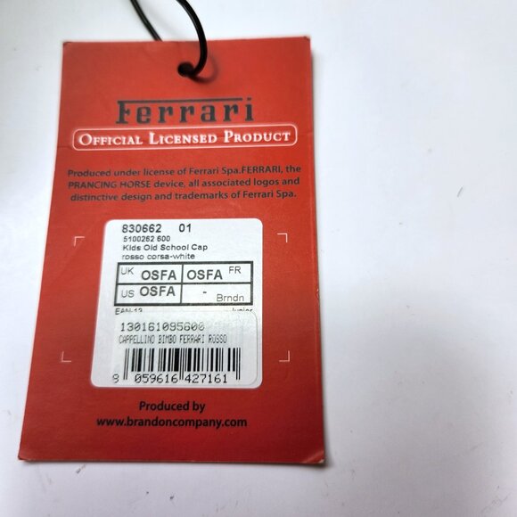 Scuderia Ferrari Hat Cap Kids Red White Official Licenced One Size Spell Out New - Picture 8 of 11